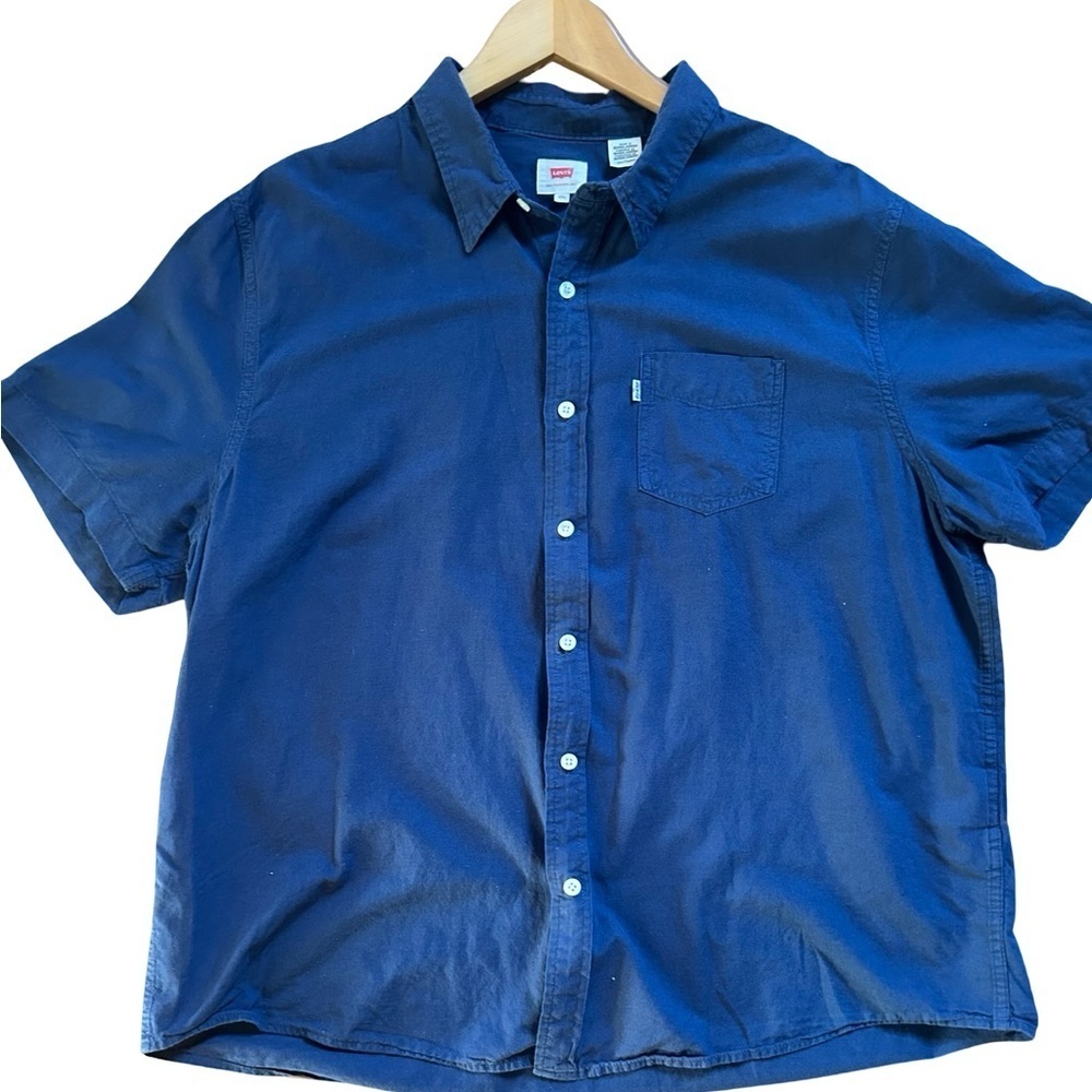 Levi’s Men’s Classic Short Sleeve Button-Up Shirt XXL – Cotton Linen Blend, Navy
